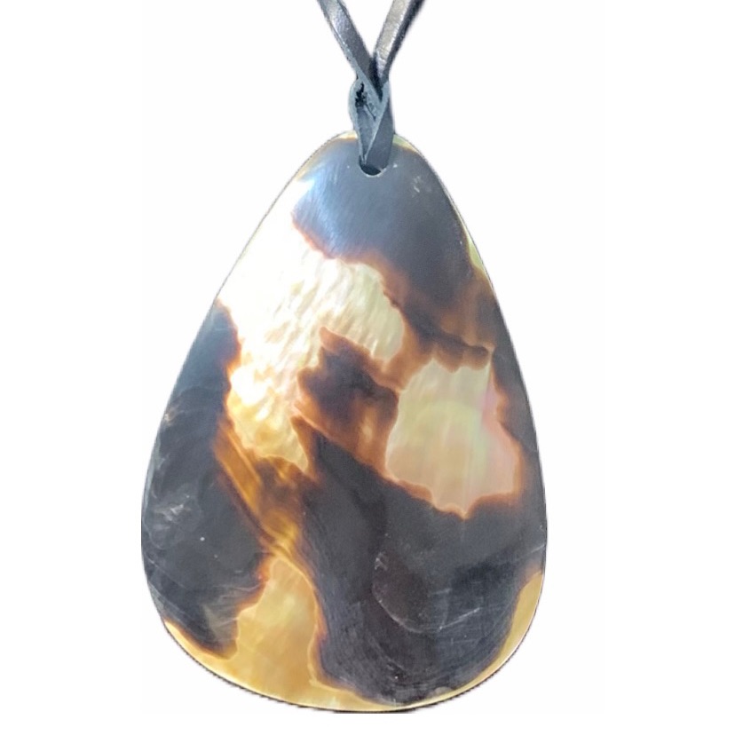 Shell Pendant On Leather Cord.